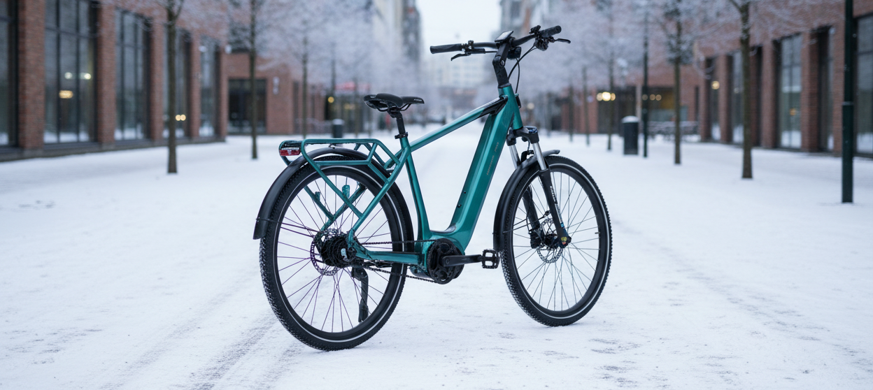 mechanic arts ridaa elsykkel grønn vinterlandskap oslo