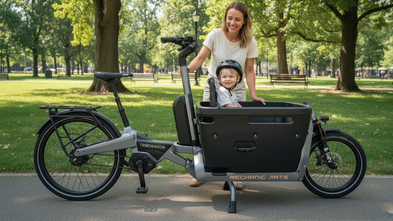 Mechanic Arts Tribewagon cargo bike park bakgrunn