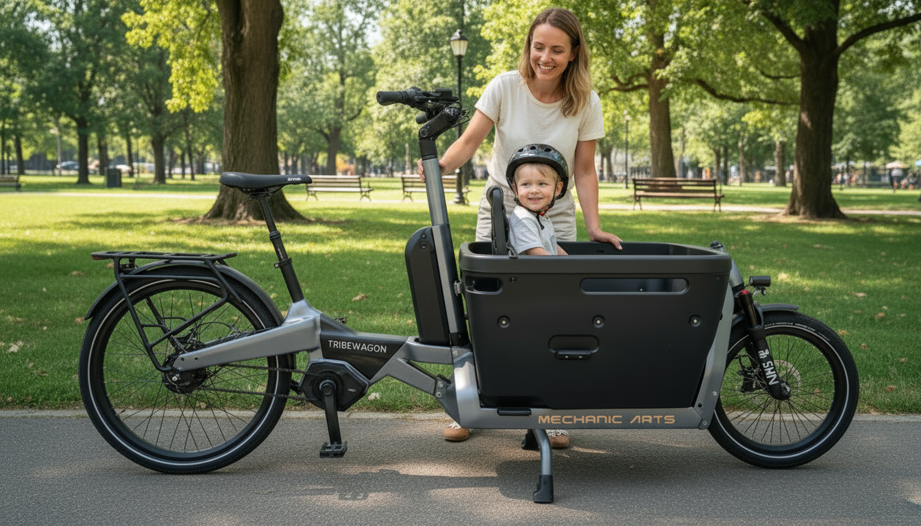 Mechanic Arts Tribewagon elektrisk lastesykkel utendørs