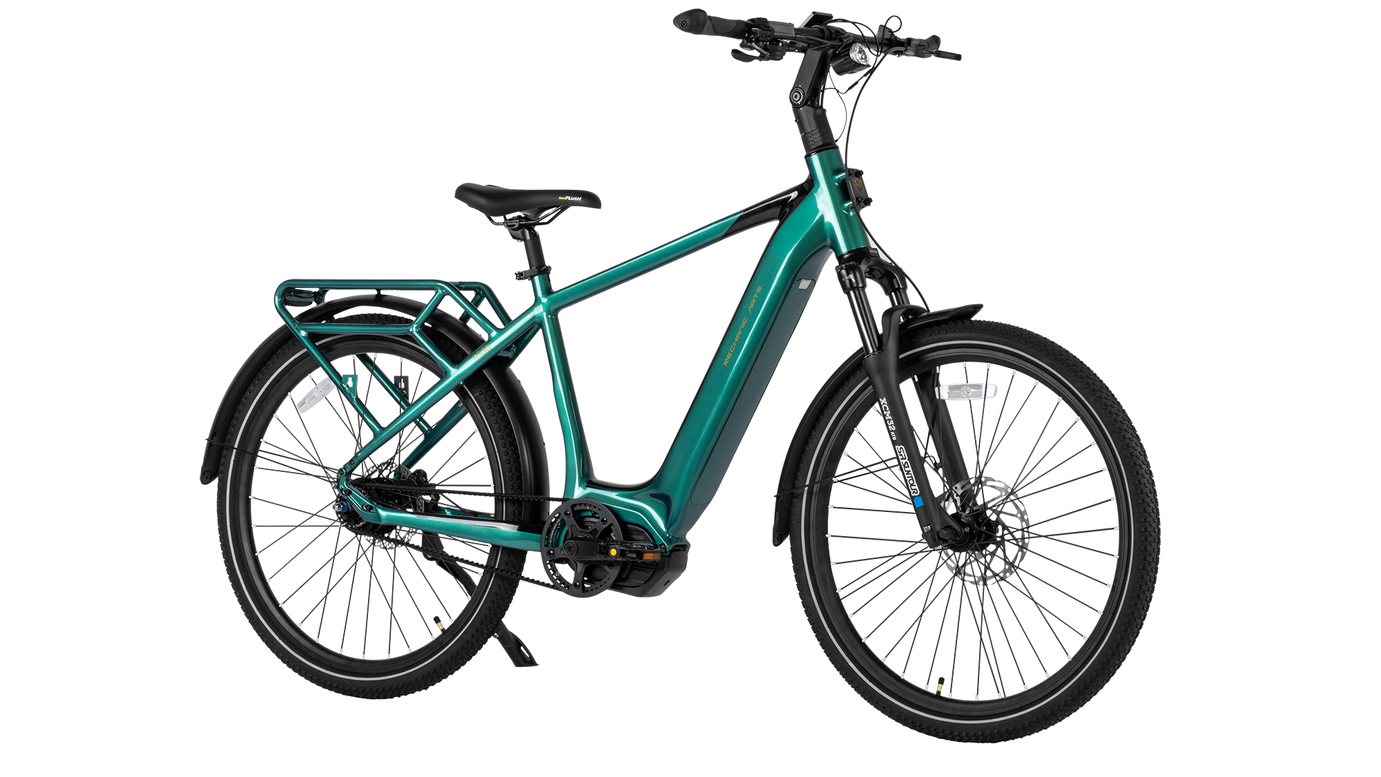 Mechanic Arts Rida Emerald farge elsykkel med beltedrift og shimano alfine 8 navgir